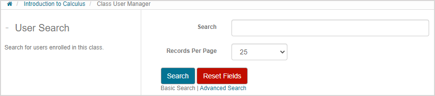 The basic user search fields are shown.